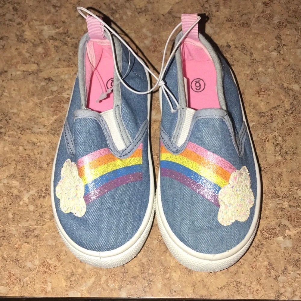 NWOT Girl’s Rainbow Canvas Slip-Ons